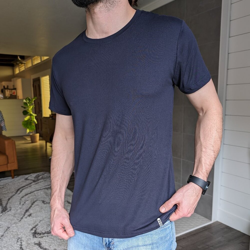 RBX Active | Wicking T-Shirt | Men's | Medium | Blue | Stretchy, Athletic